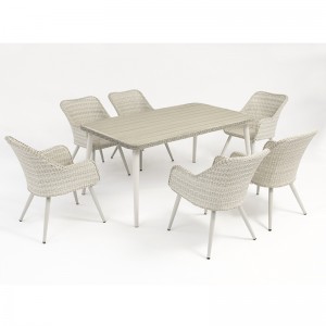 αλουμινίου μπαστούνι υπαίθρια έπιπλα σύνολο ορθογώνιο τραπέζι με 6 καρέκλες